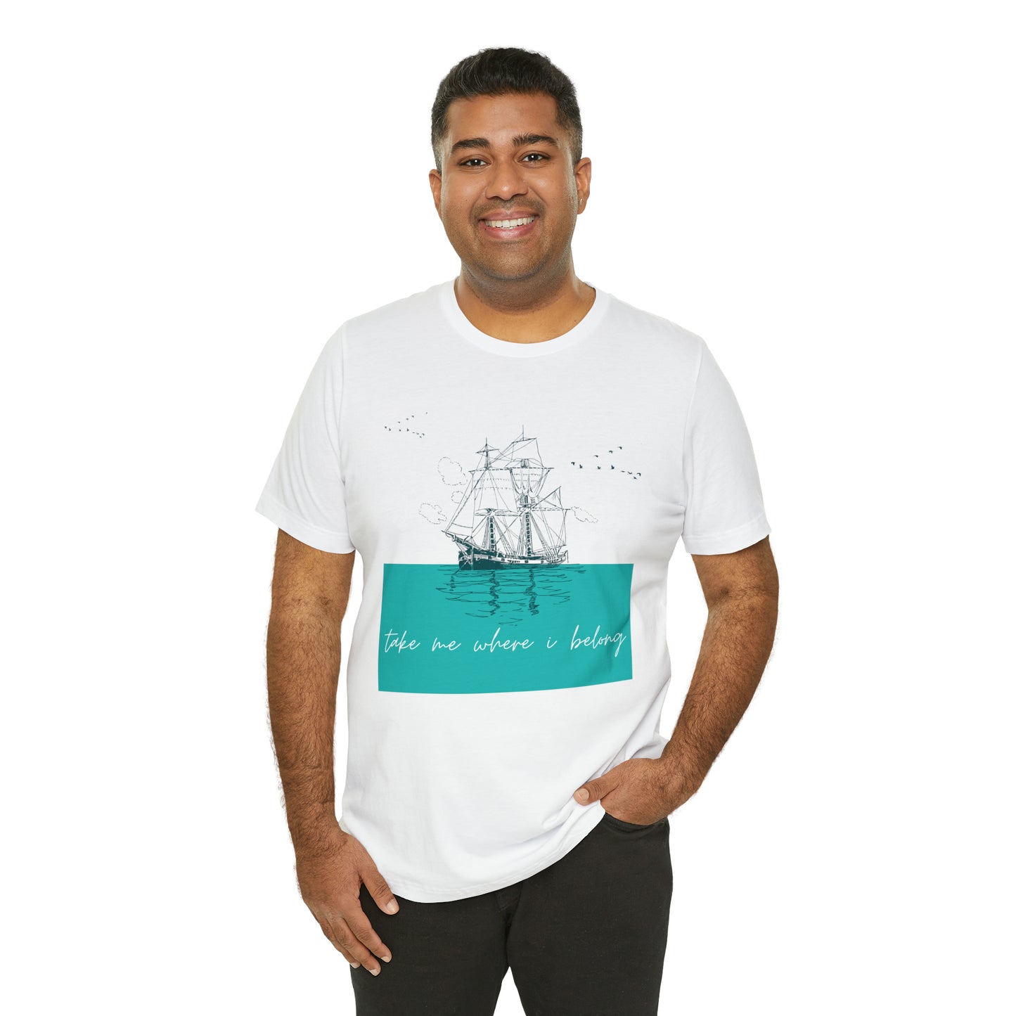 Take Me Where I Belong Cursive Ship Shirt