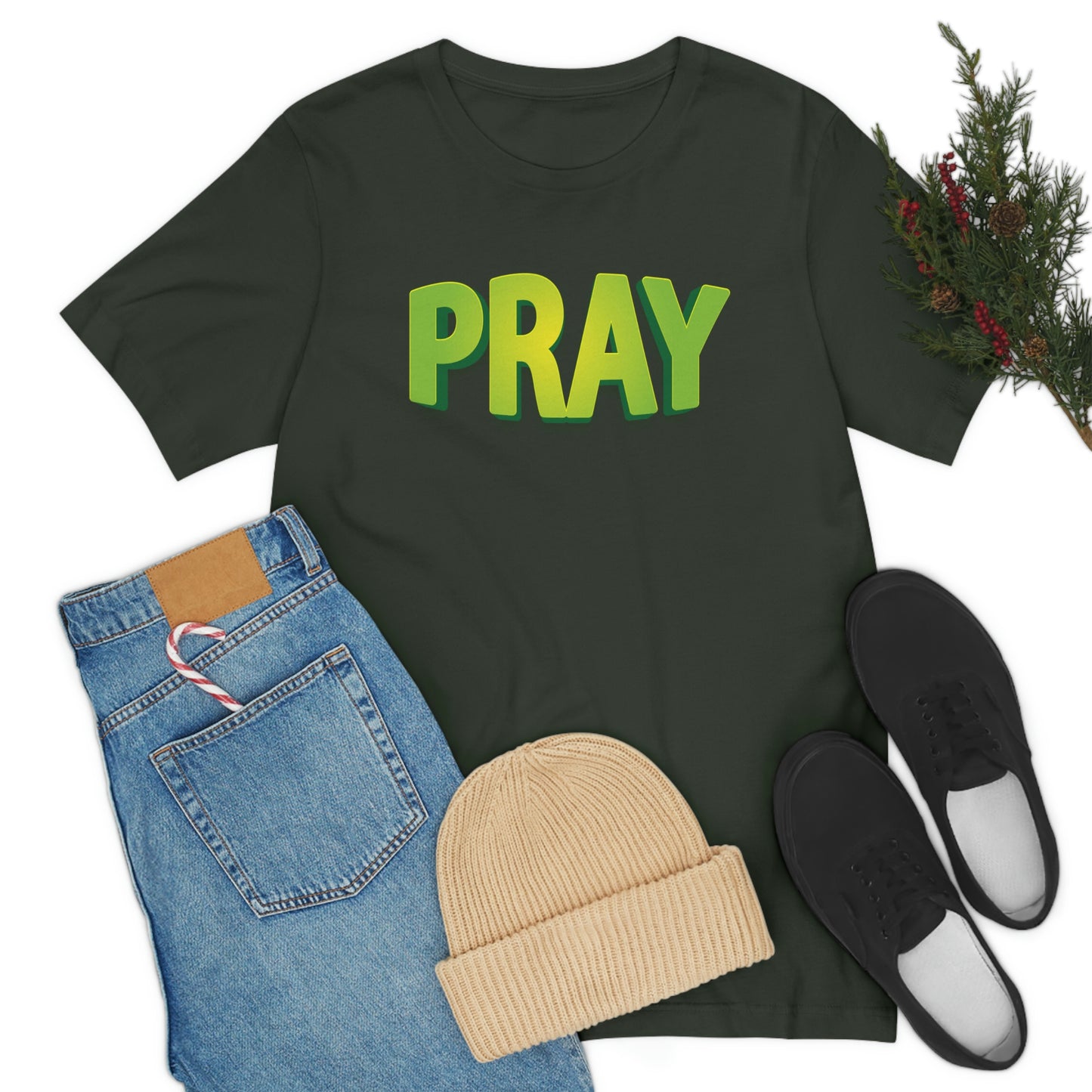 Pray Green Text Shirt