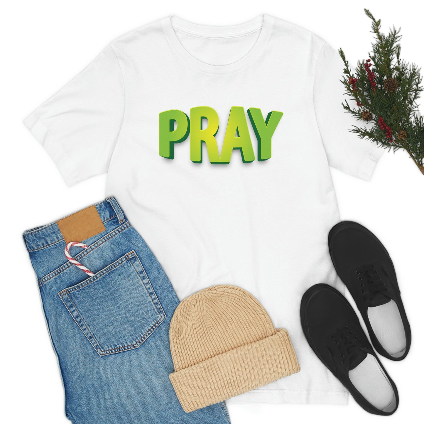 Pray Green Text Shirt