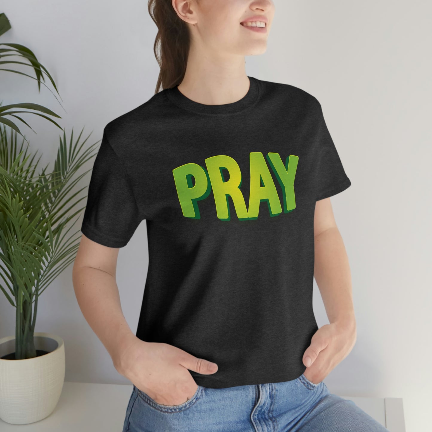 Pray Green Text Shirt