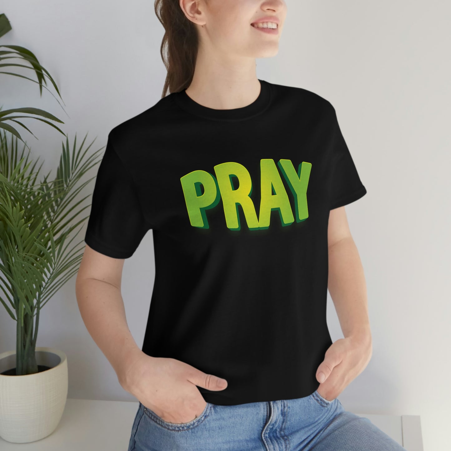 Pray Green Text Shirt