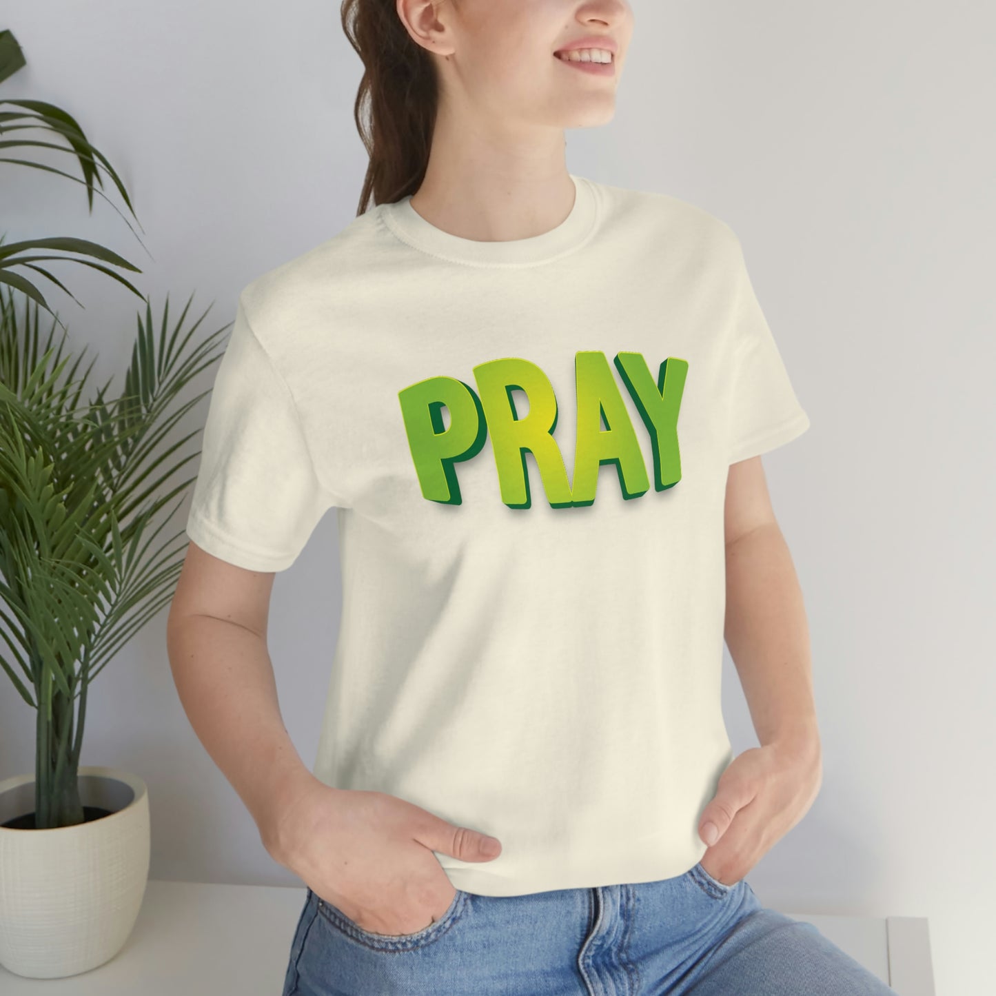 Pray Green Text Shirt