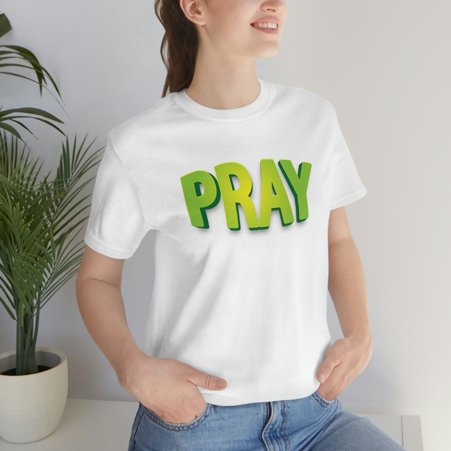 Pray Green Text Shirt