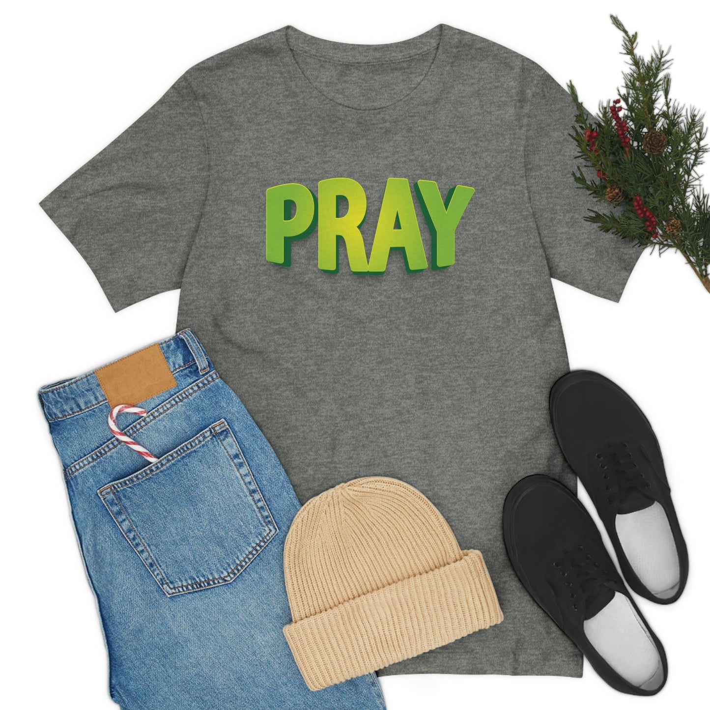 Pray Green Text Shirt