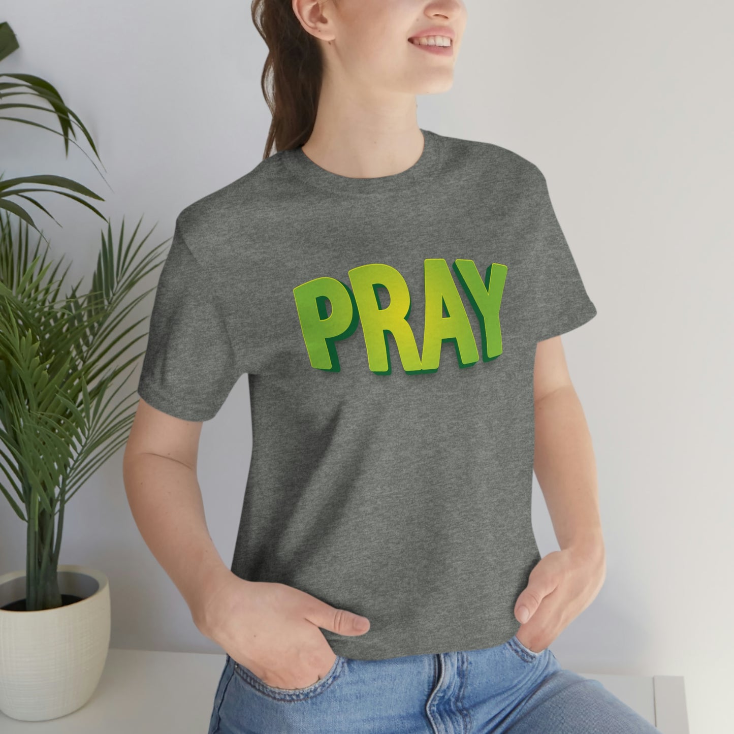 Pray Green Text Shirt