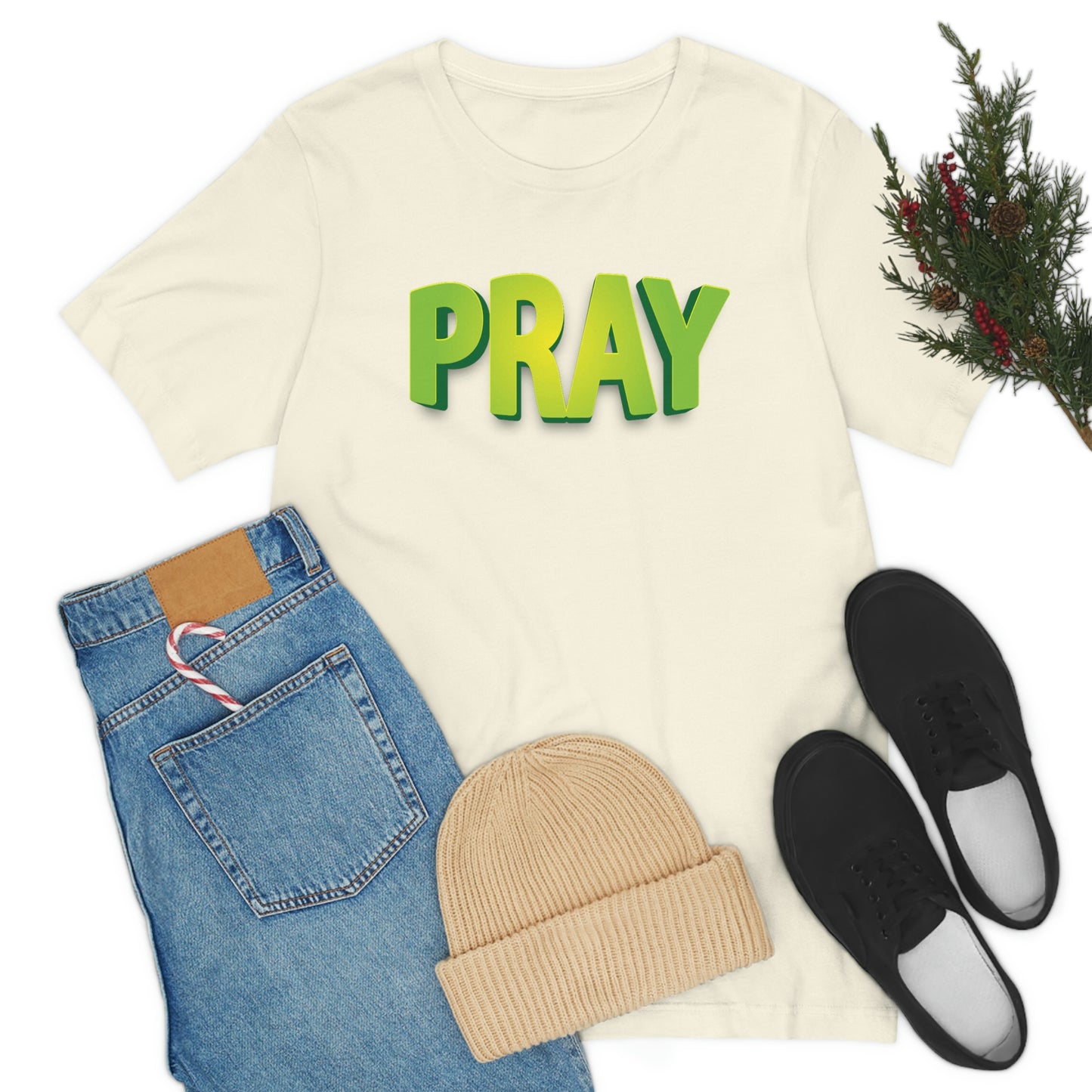 Pray Green Text Shirt