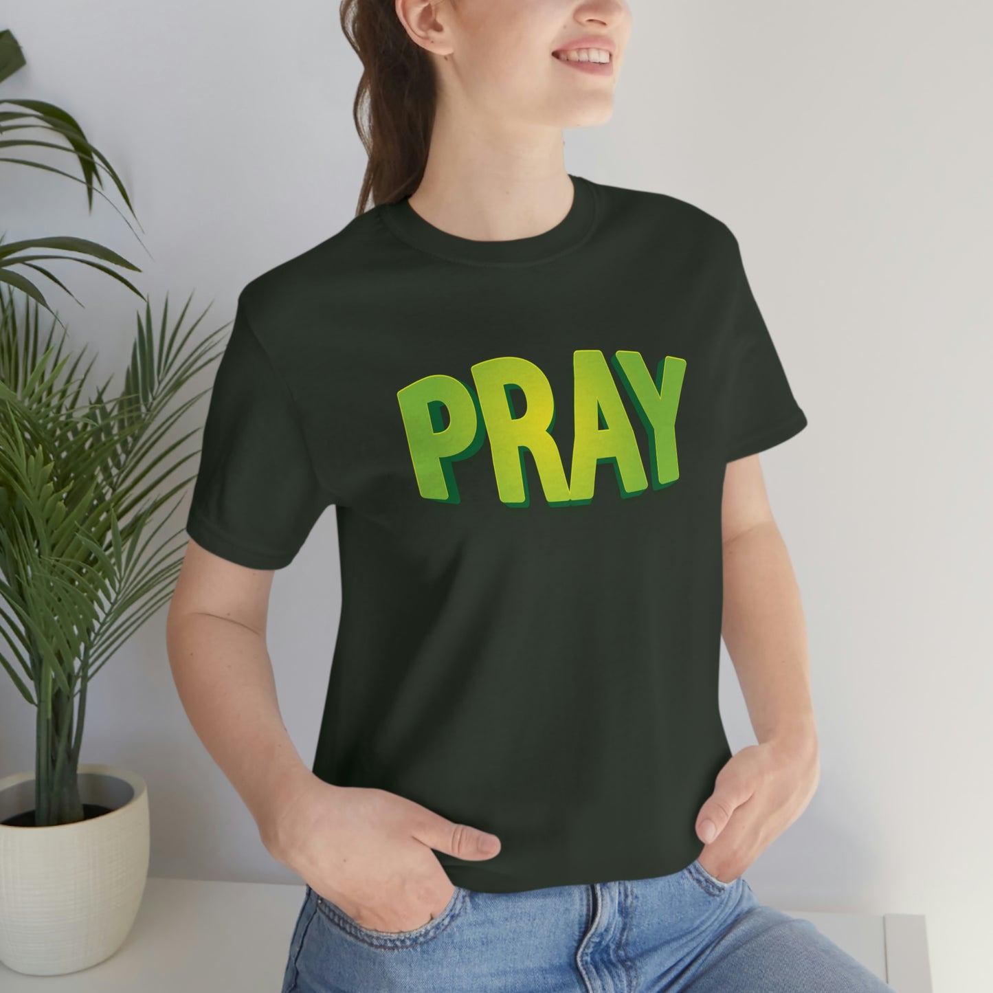 Pray Green Text Shirt