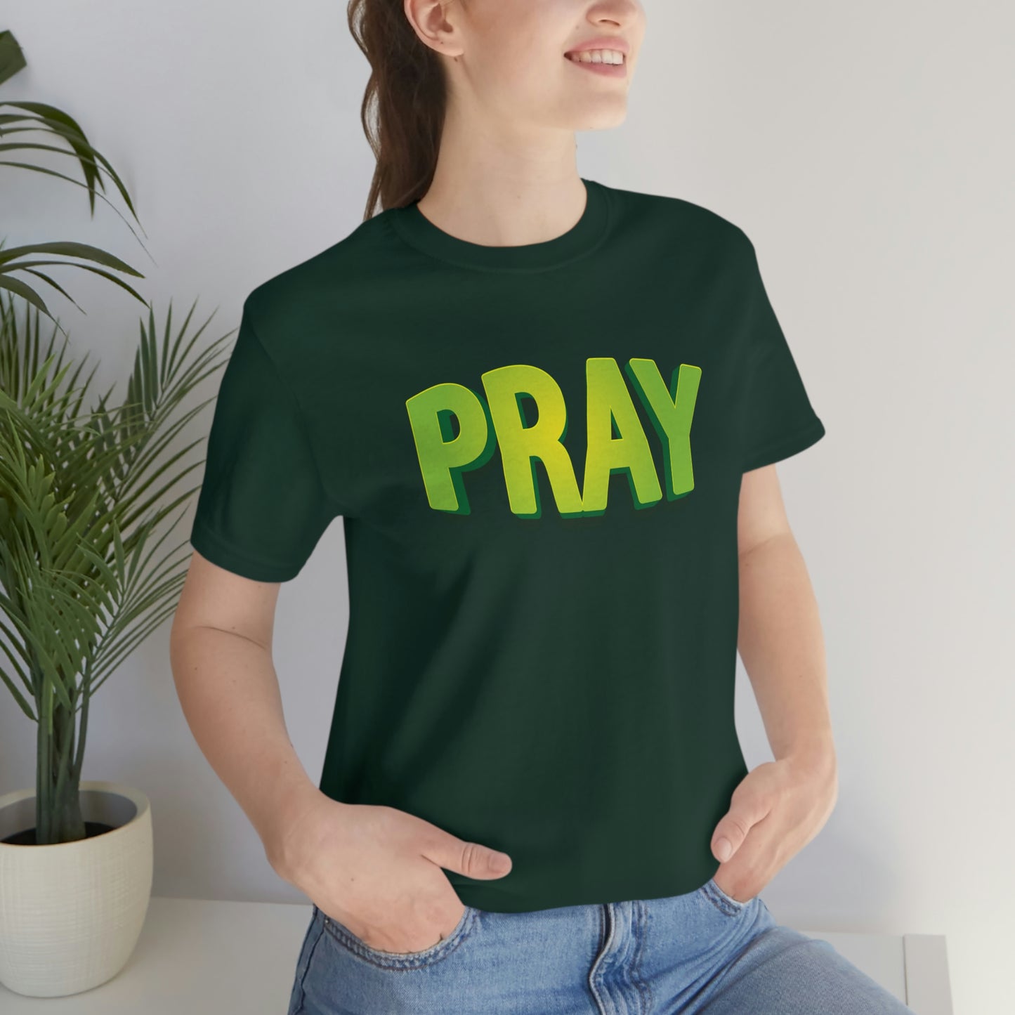 Pray Green Text Shirt