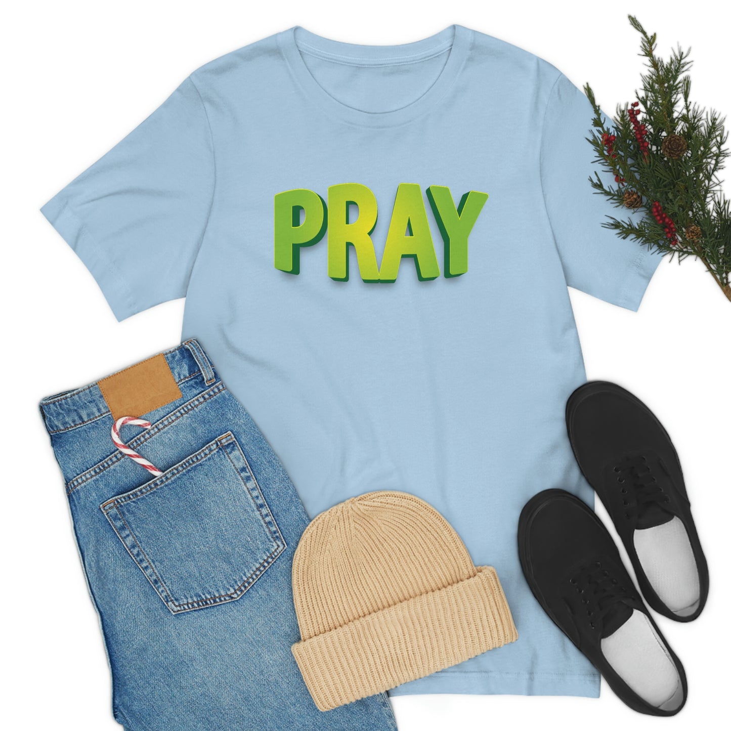 Pray Green Text Shirt