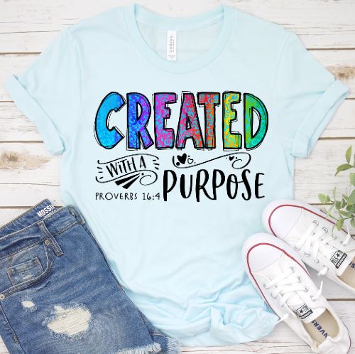 Created with a Purpose Shirt T-shirt Lord is Light Ice Blue S