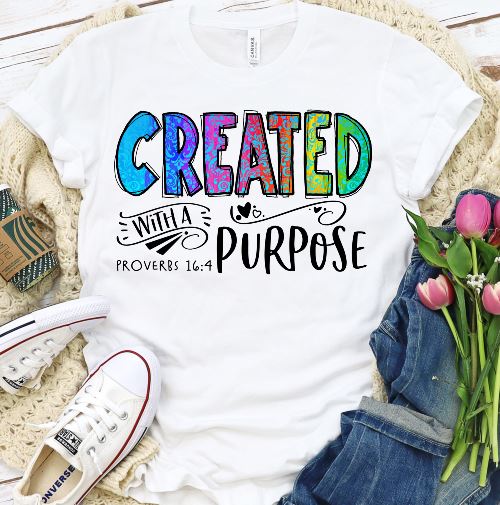 Created with a Purpose Shirt T-shirt Lord is Light White S