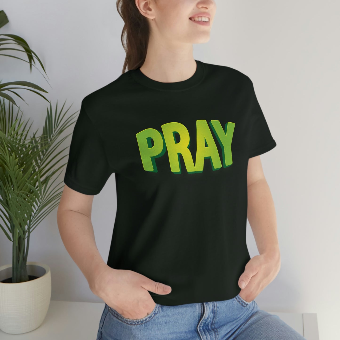 Pray Green Text Shirt
