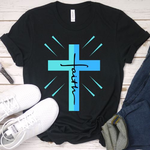 Faith Cross Shirt T-shirt Lord is Light Black S 