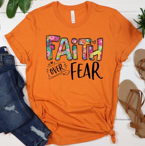 Faith Over Fear Shirt T-shirt Lord is Light Orange S 