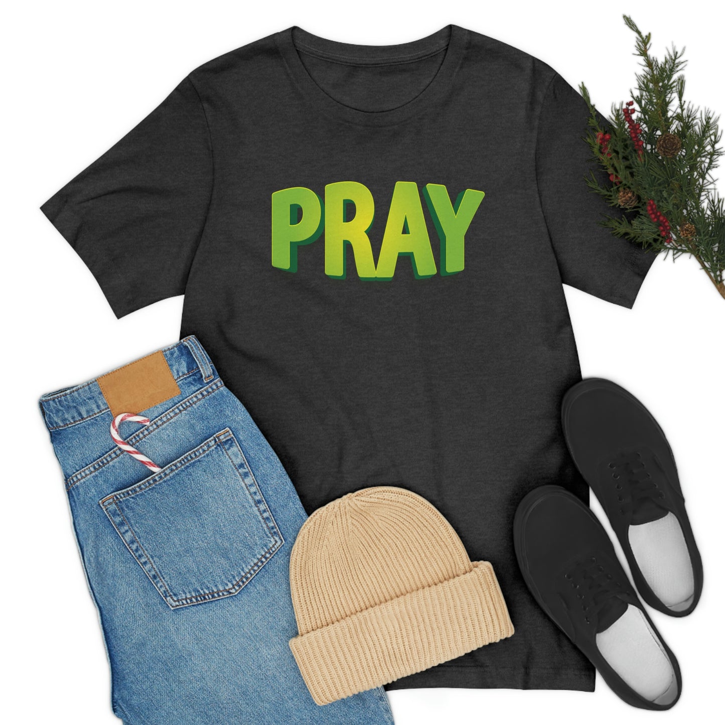 Pray Green Text Shirt
