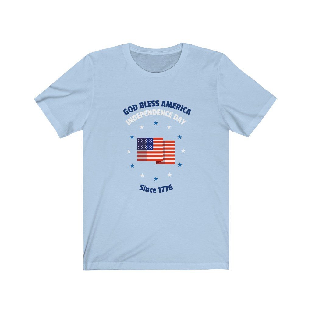 God Bless America Independence Day Shirt T-Shirt Printify Baby Blue L