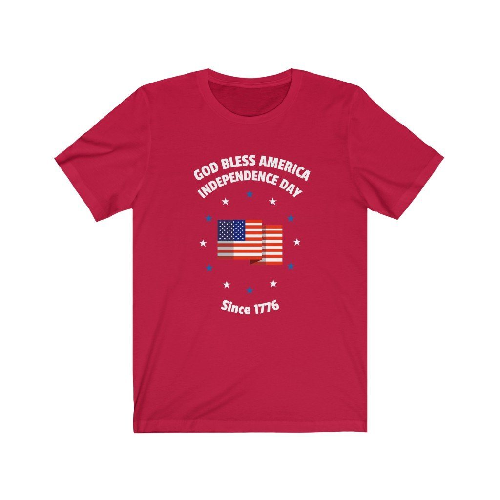 God Bless America Independence Day Shirt T-Shirt Printify Red XS