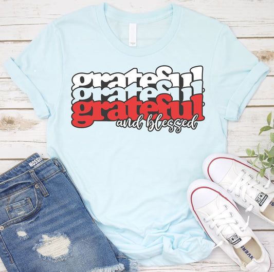 Grateful and Blessed 3 Times Shirt T-shirt Lord is Light Ice Blue S