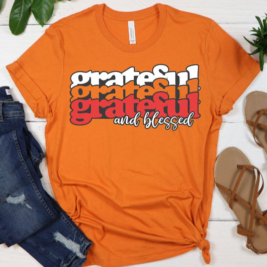 Grateful and Blessed 3 Times Shirt T-shirt Lord is Light Orange S 