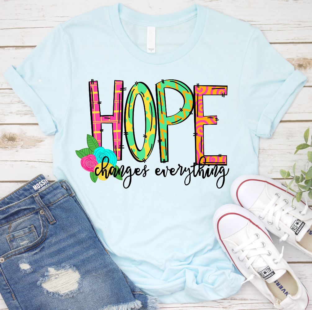 Hope Changes Everything Shirt T-shirt Lord is Light Ice Blue S