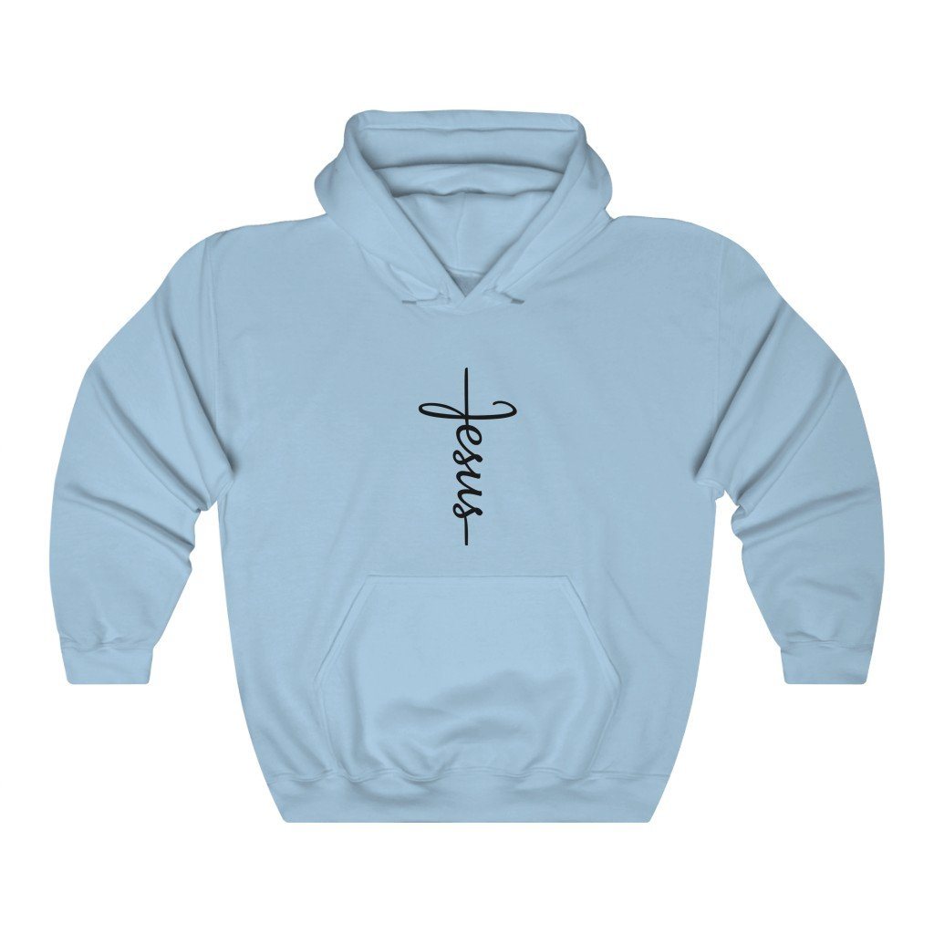 Jesus Cross Hoodie Hoodie Printify Light Blue S
