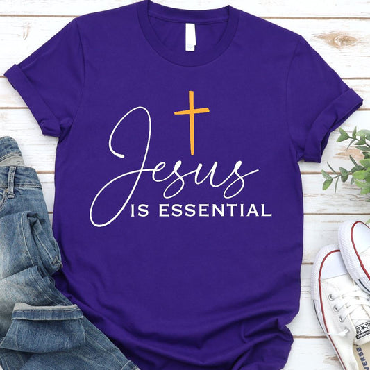 Jesus Is Essential Shirt T-shirt teelaunch Purple S 