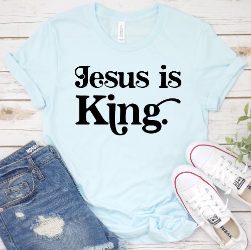 Jesus is King Basic Shirt T-shirt Lord is Light Ice Blue S