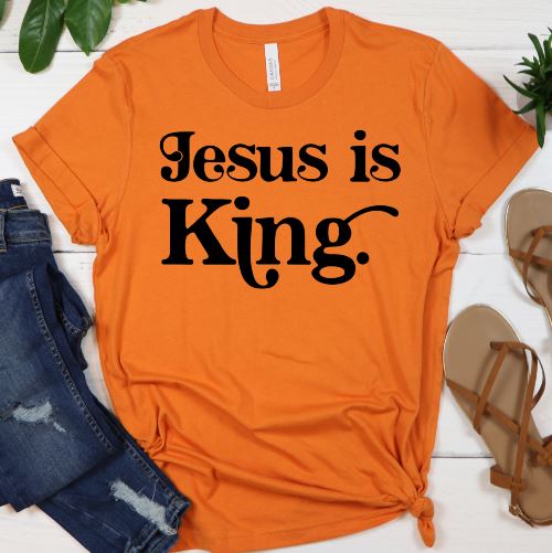 Jesus is King Basic Shirt T-shirt Lord is Light Orange S