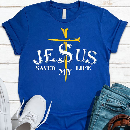 Jesus Saved My Life Shirt T-shirt teelaunch Royal Blue S 
