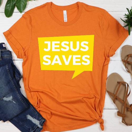 Jesus Saves Shirt T-shirt Lord is Light Orange S