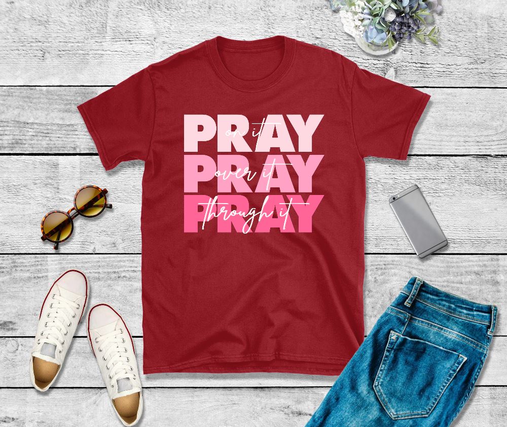 Pray Pray Pray Shirt T-shirt Lord is Light Red S