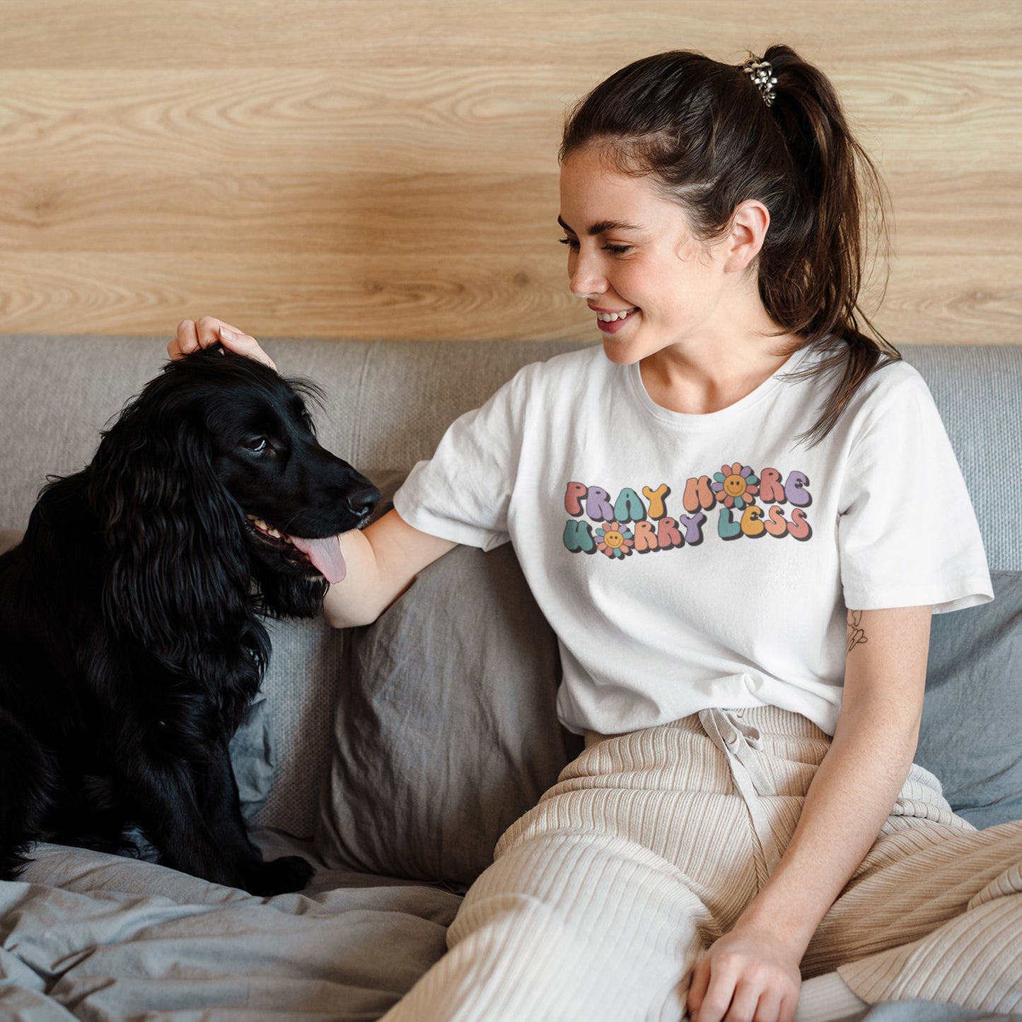 Pray More Worry Less Retro T-Shirt