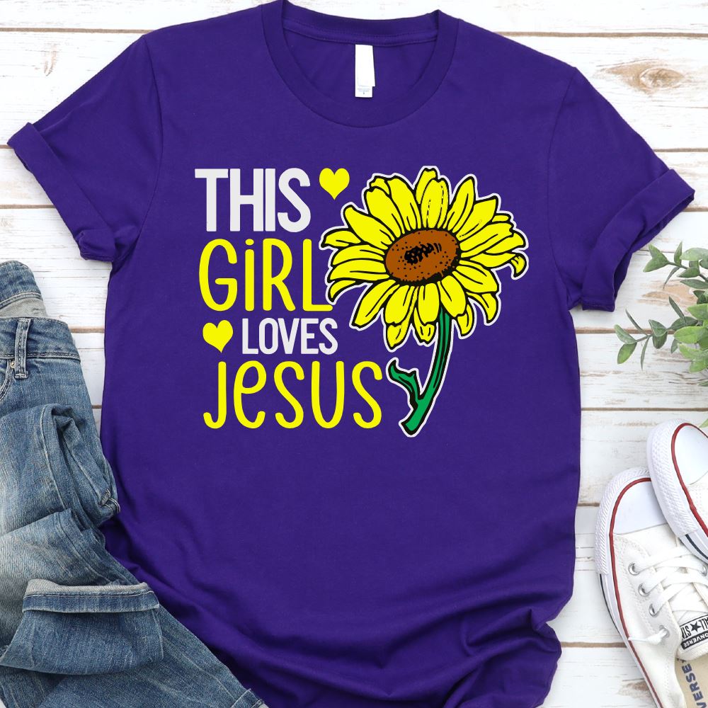 This Girl Loves Jesus Shirt T-shirt Lord is Light Purple S