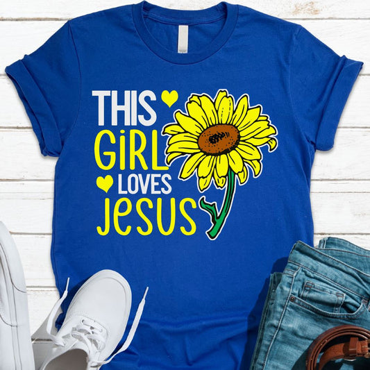 This Girl Loves Jesus Shirt T-shirt Lord is Light Royal Blue S