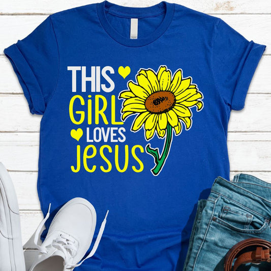 This Girl Loves Jesus Shirt T-shirt Lord is Light Royal Blue S 