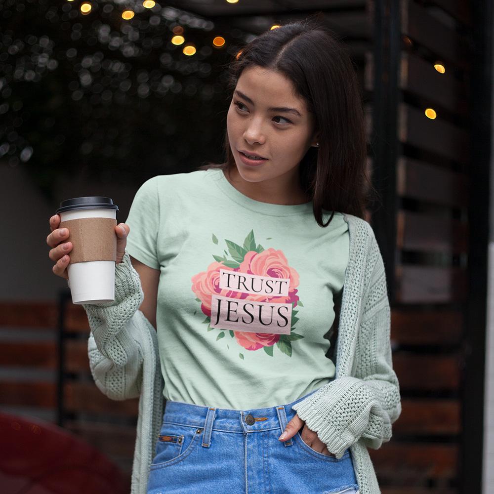 Trust Jesus Rose Flower Shirt T-Shirt Printify