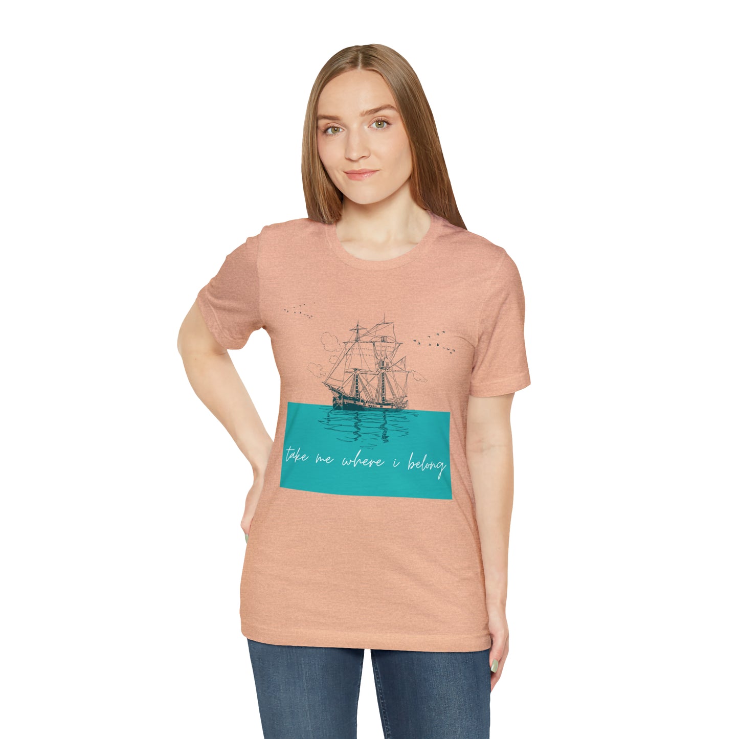 Take Me Where I Belong Cursive Ship Shirt