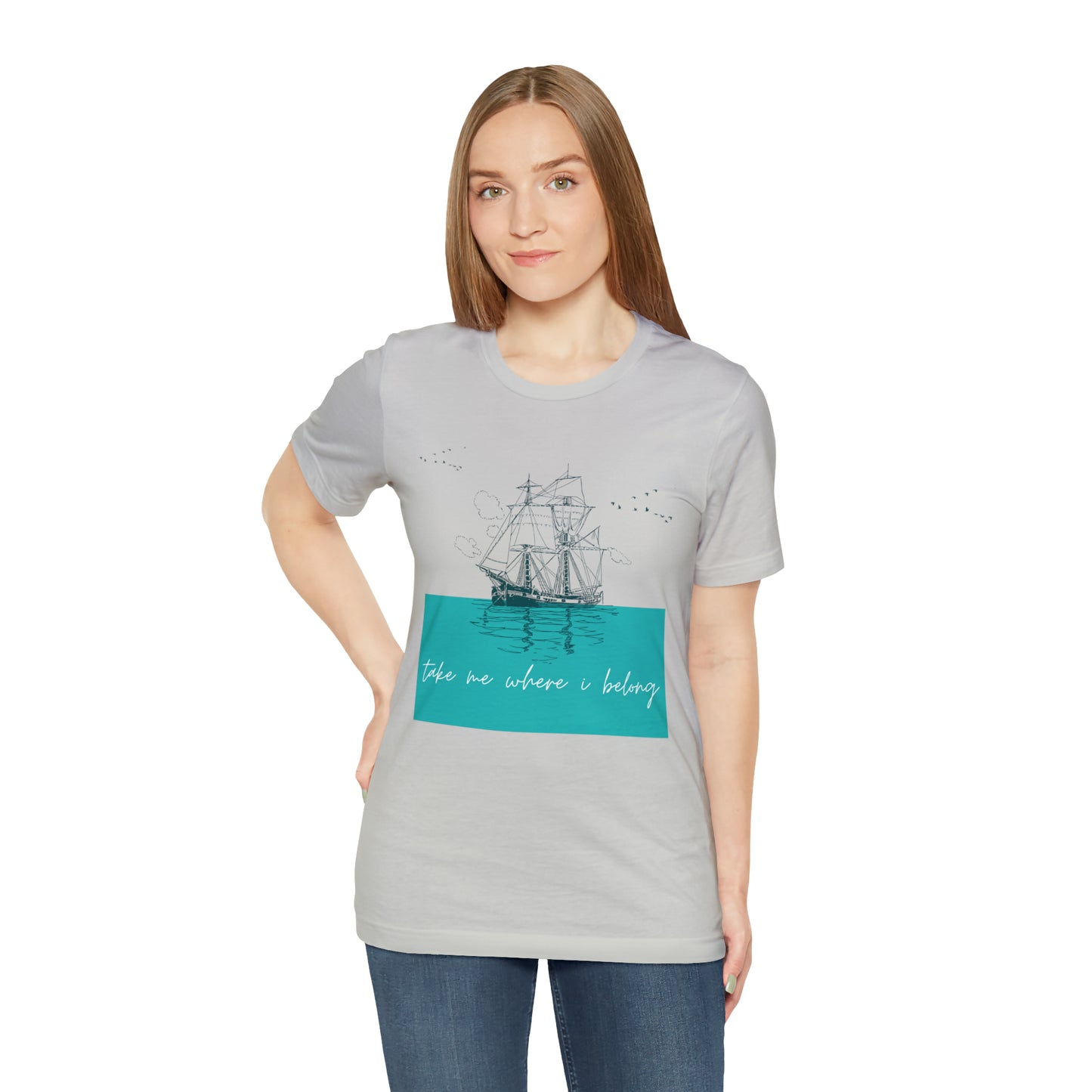 Take Me Where I Belong Cursive Ship Shirt