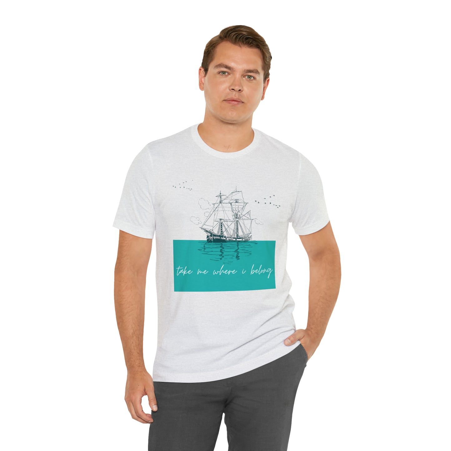 Take Me Where I Belong Cursive Ship Shirt