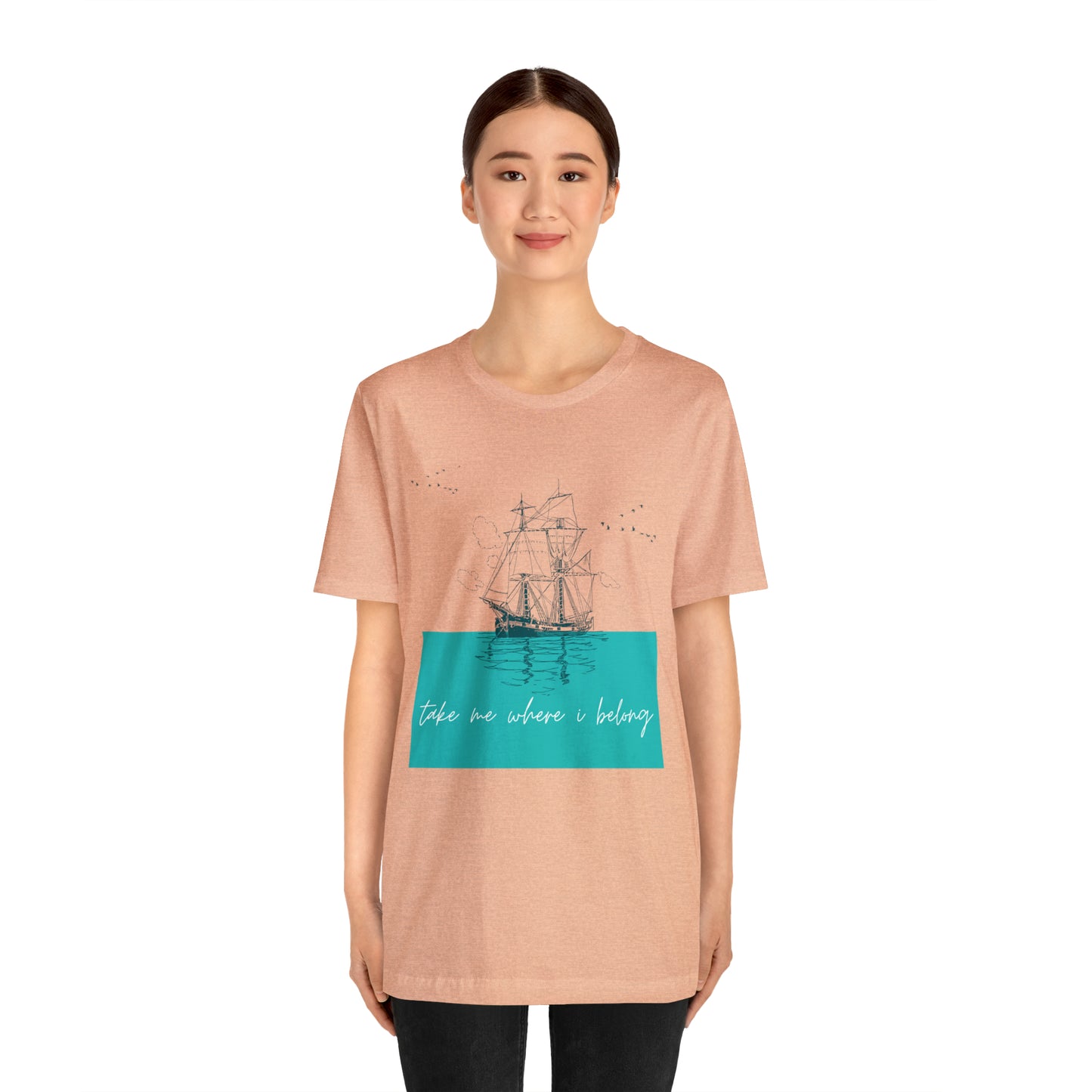 Take Me Where I Belong Cursive Ship Shirt