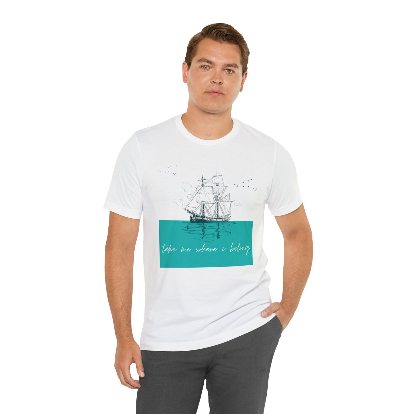 Take Me Where I Belong Cursive Ship Shirt