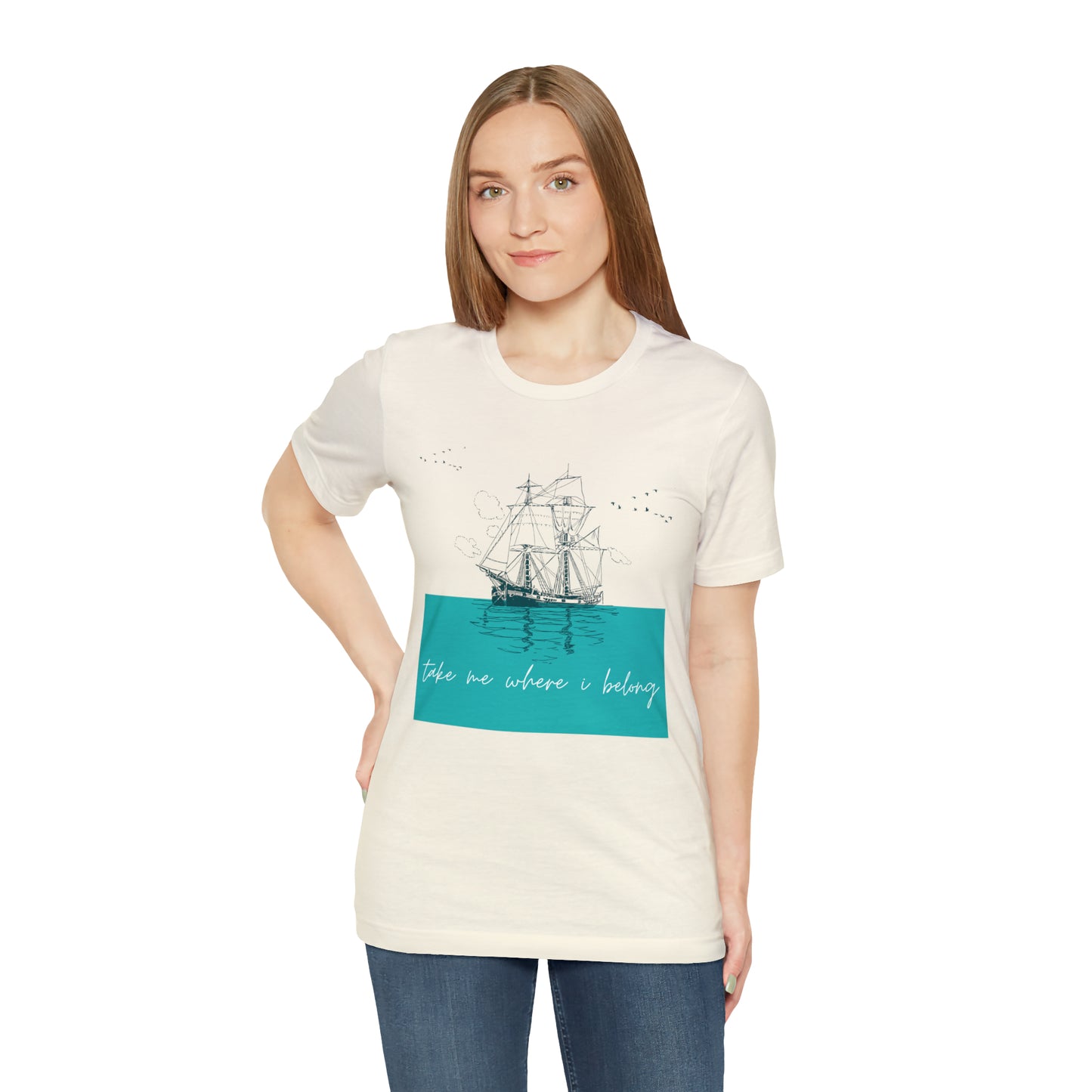 Take Me Where I Belong Cursive Ship Shirt