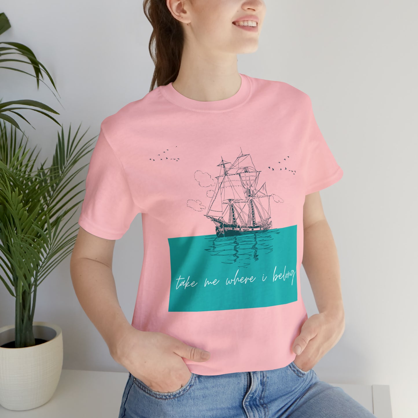 Take Me Where I Belong Cursive Ship Shirt