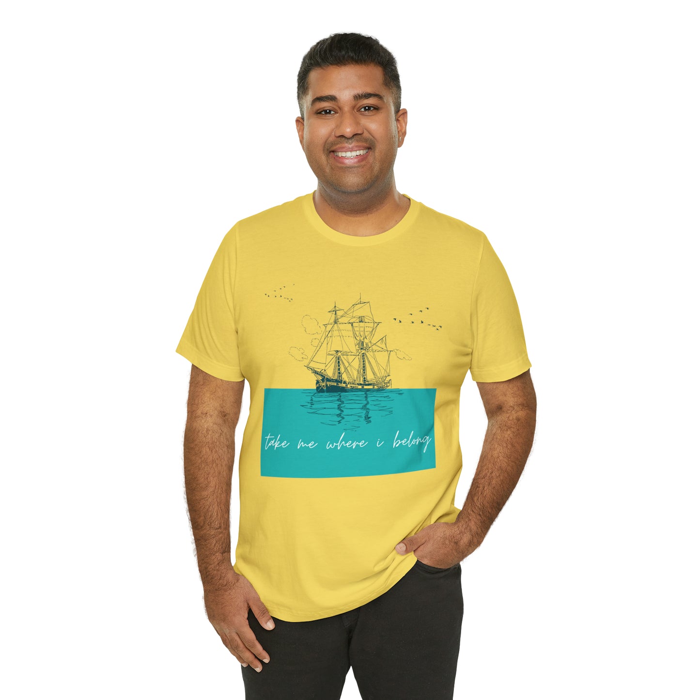 Take Me Where I Belong Cursive Ship Shirt