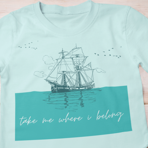 Take Me Where I Belong Cursive Ship Shirt