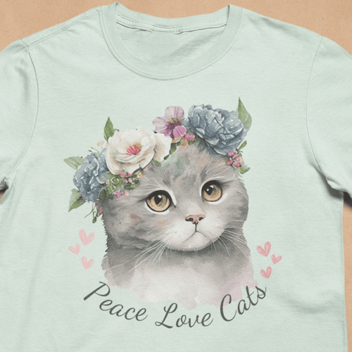 Peace Love Cats Flower Crown Shirt