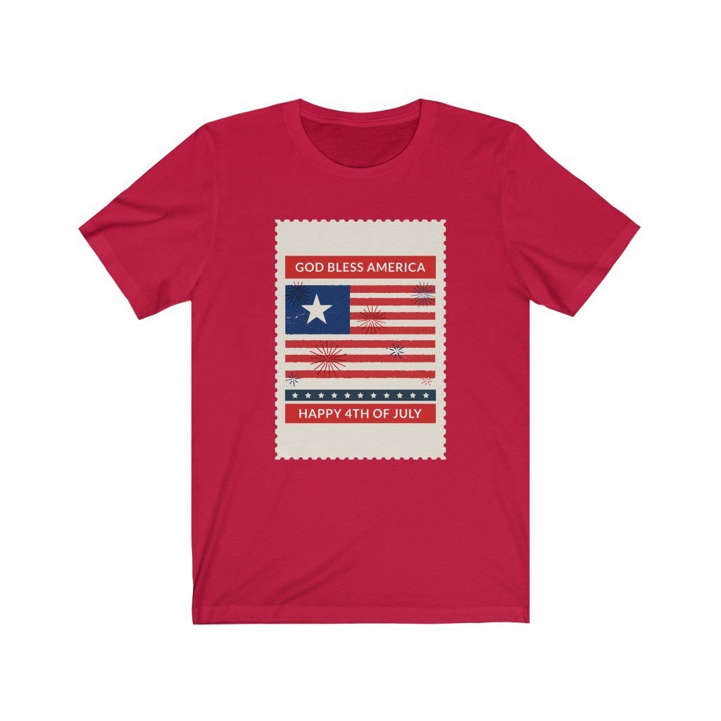 4th of July Stamp Shirt T-Shirt Printify Red XS 