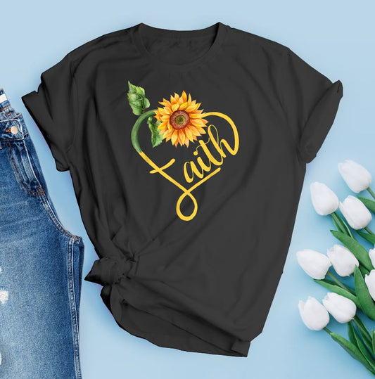Faith Flower Shirt T-shirt Lord is Light Black S