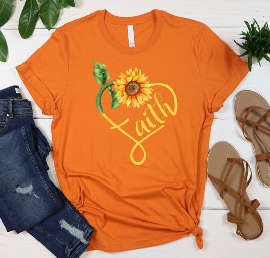 Faith Flower Shirt T-shirt Lord is Light Orange S