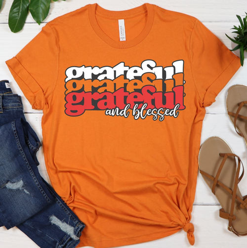 Grateful and Blessed 3 Times Shirt T-shirt Lord is Light Orange S 